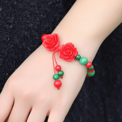 2 Roses Handmade Beaded Bracelet dylinoshop