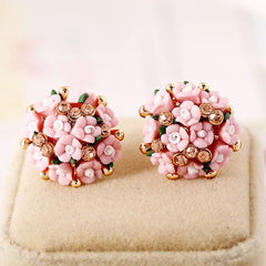 Bellina Ceramic Flowers Stud Earrings Buddhatrends