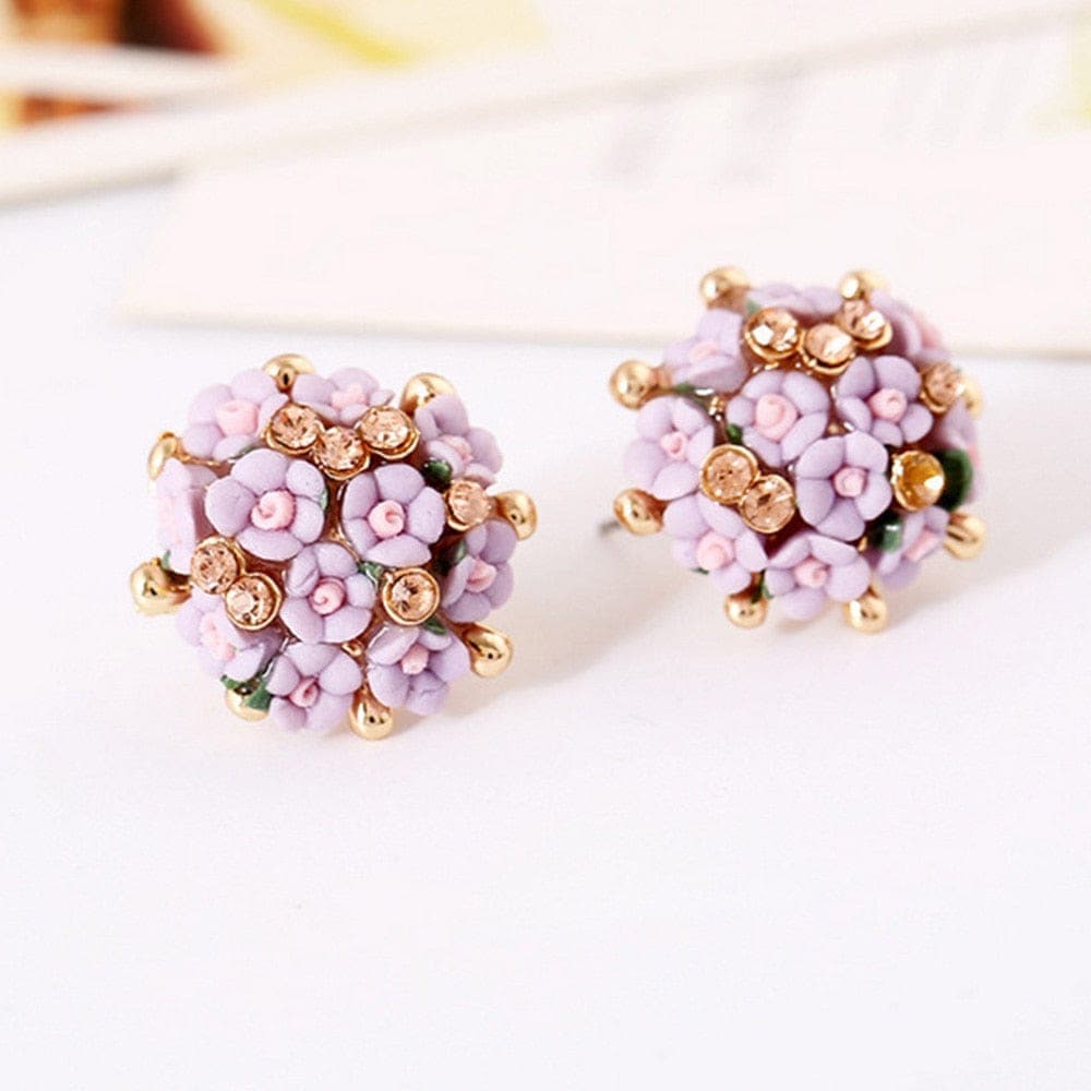 Bellina Ceramic Flowers Stud Earrings Buddhatrends