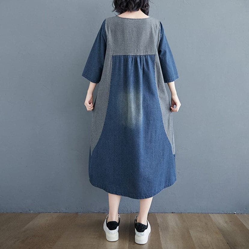 Abby 3/4 Sleeve Denim Midi Dress dylinoshop