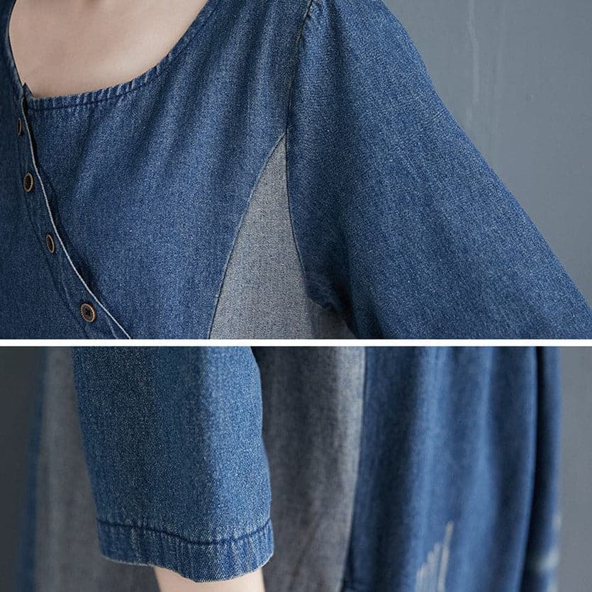 Abby 3/4 Sleeve Denim Midi Dress dylinoshop