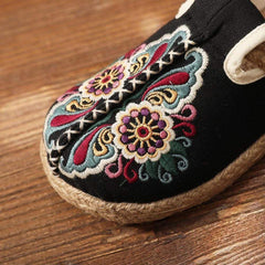 Asian Embroidery Hemp & Cotton Loafers Buddhatrends