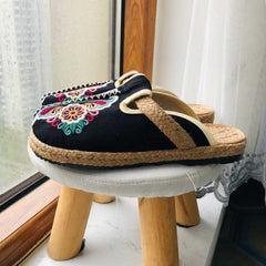 Asian Embroidery Hemp & Cotton Loafers Buddhatrends