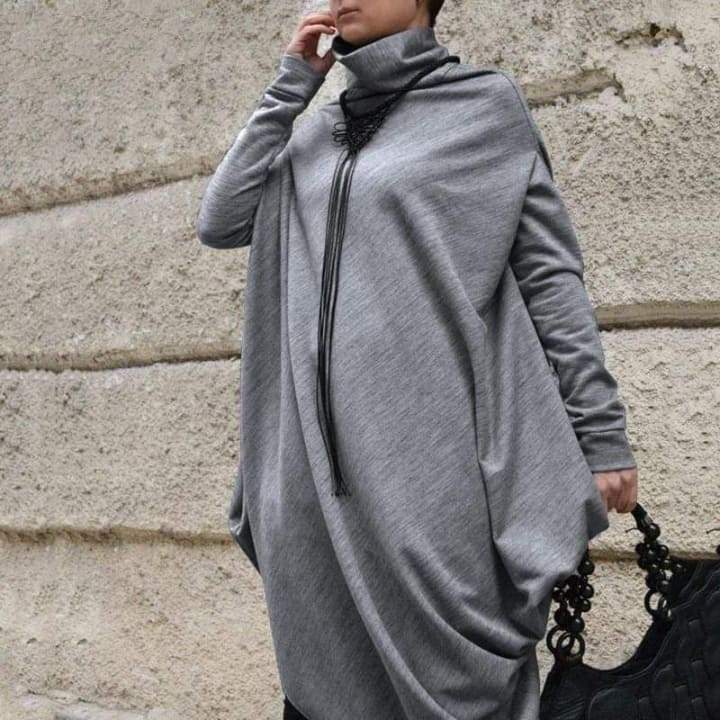 Asymmetrical Turtleneck Sweater Dress Buddhatrends