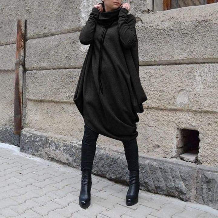 Asymmetrical Turtleneck Sweater Dress Buddhatrends