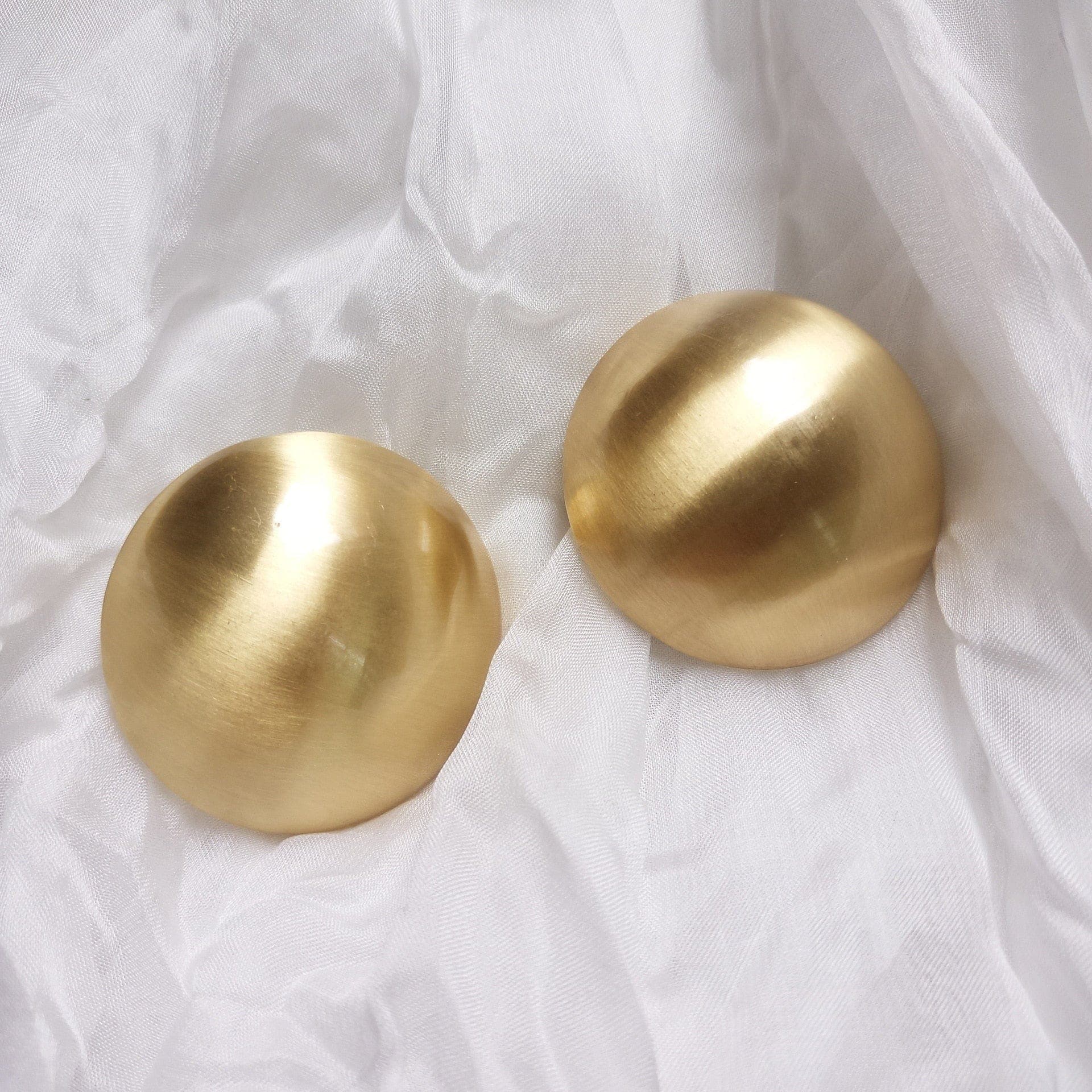 Lolita Big Round Golden Stud Earrings Buddhatrends