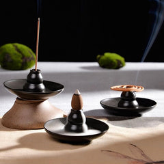 Black Ceramic Mini Incense Burner Buddhatrends