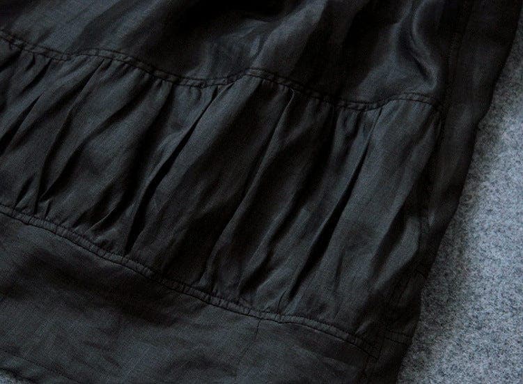 Black Linen Midi Skirt Buddhatrends