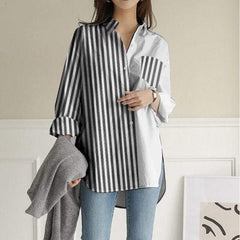 Striped Korean Patchwork Shirt Buddhatrends