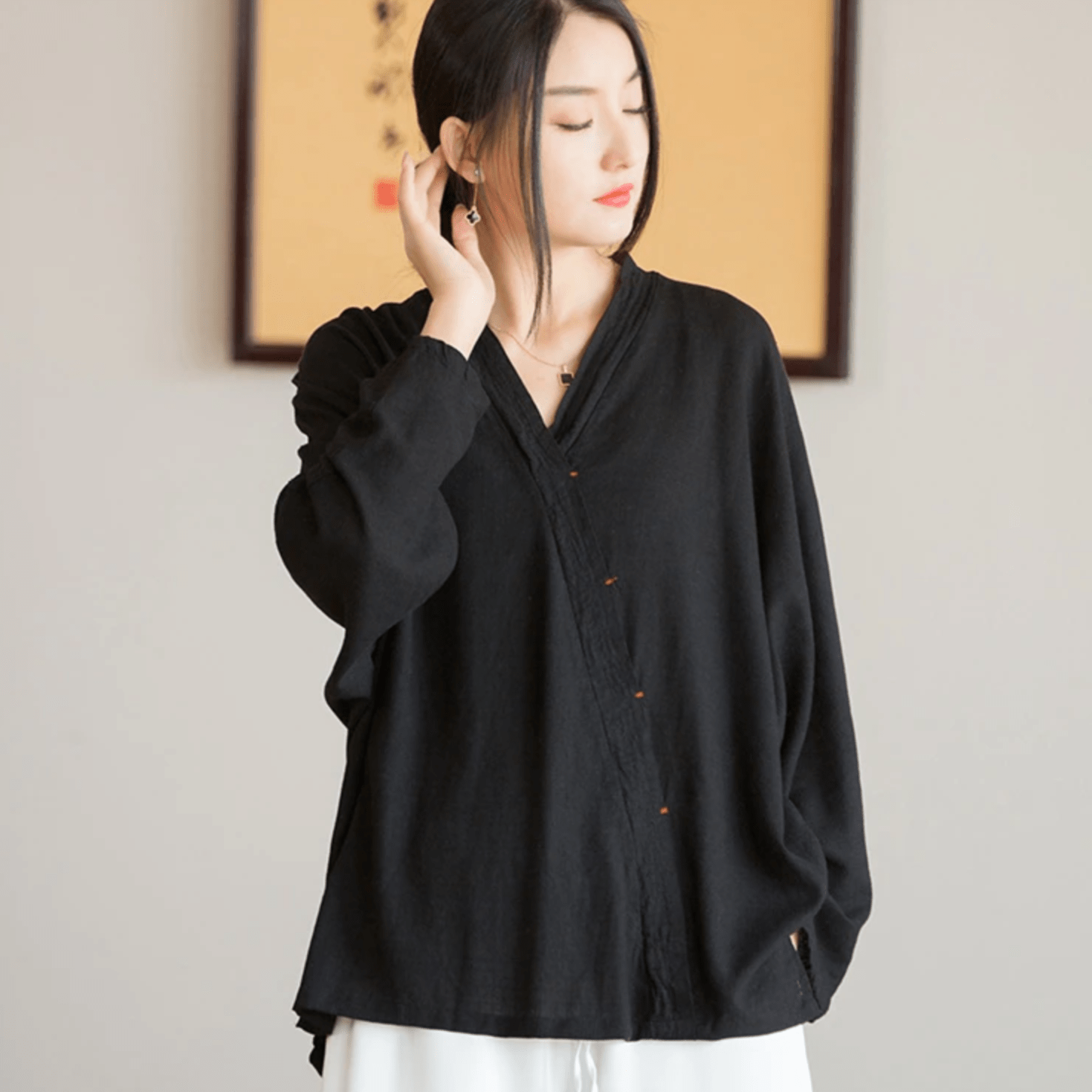 Kumi Loose Linen Blouse | Zen Buddhatrends