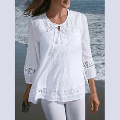 Bohemian 3/4 Sleeve Lace Oversized Blouse Buddhatrends