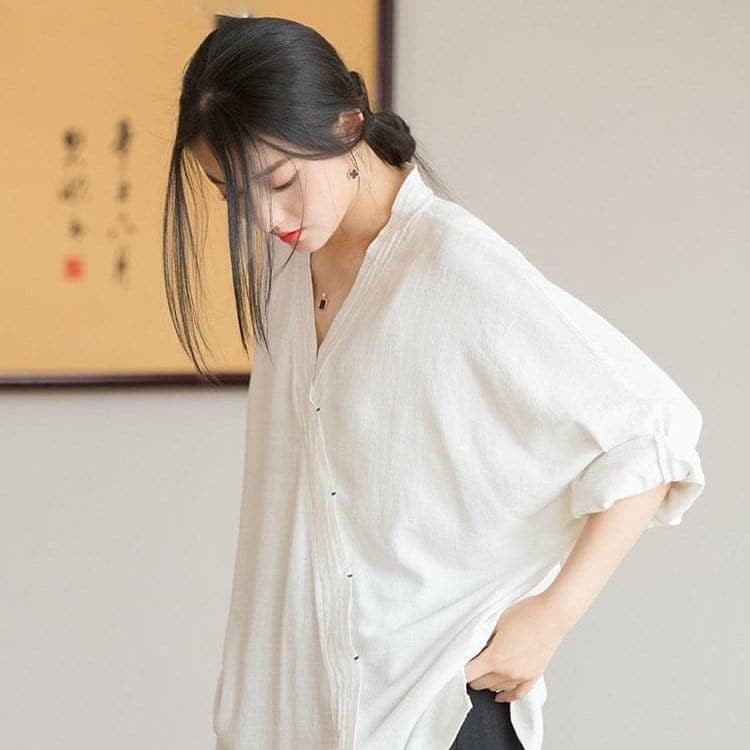 Kumi Loose Linen Blouse | Zen Buddhatrends