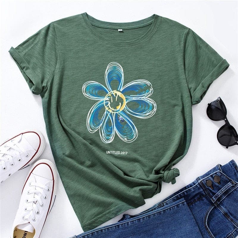 Flower Power Printed T-Shirt Buddhatrends