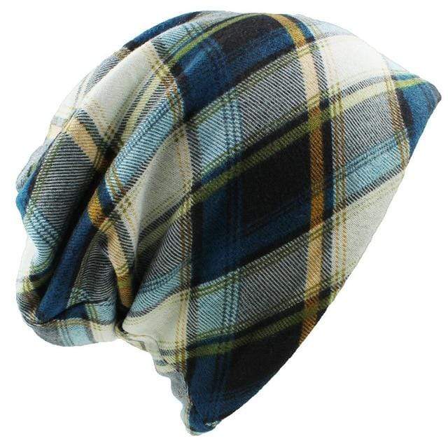 Blue Plaid Beanie Hat Buddhatrends