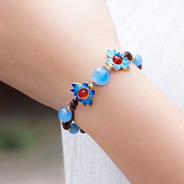 Blue Sunflower Chalcedony Stone Bracelet - Buddhatrends