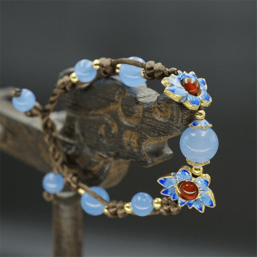 Blue Sunflower Chalcedony Stone Bracelet - Buddhatrends