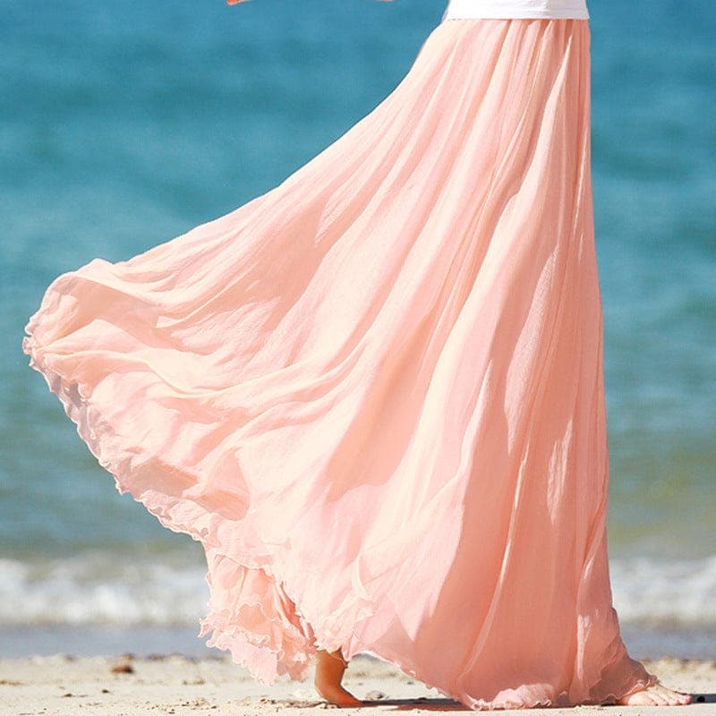 Boho Ruffled Chiffon Skirt Buddhatrends