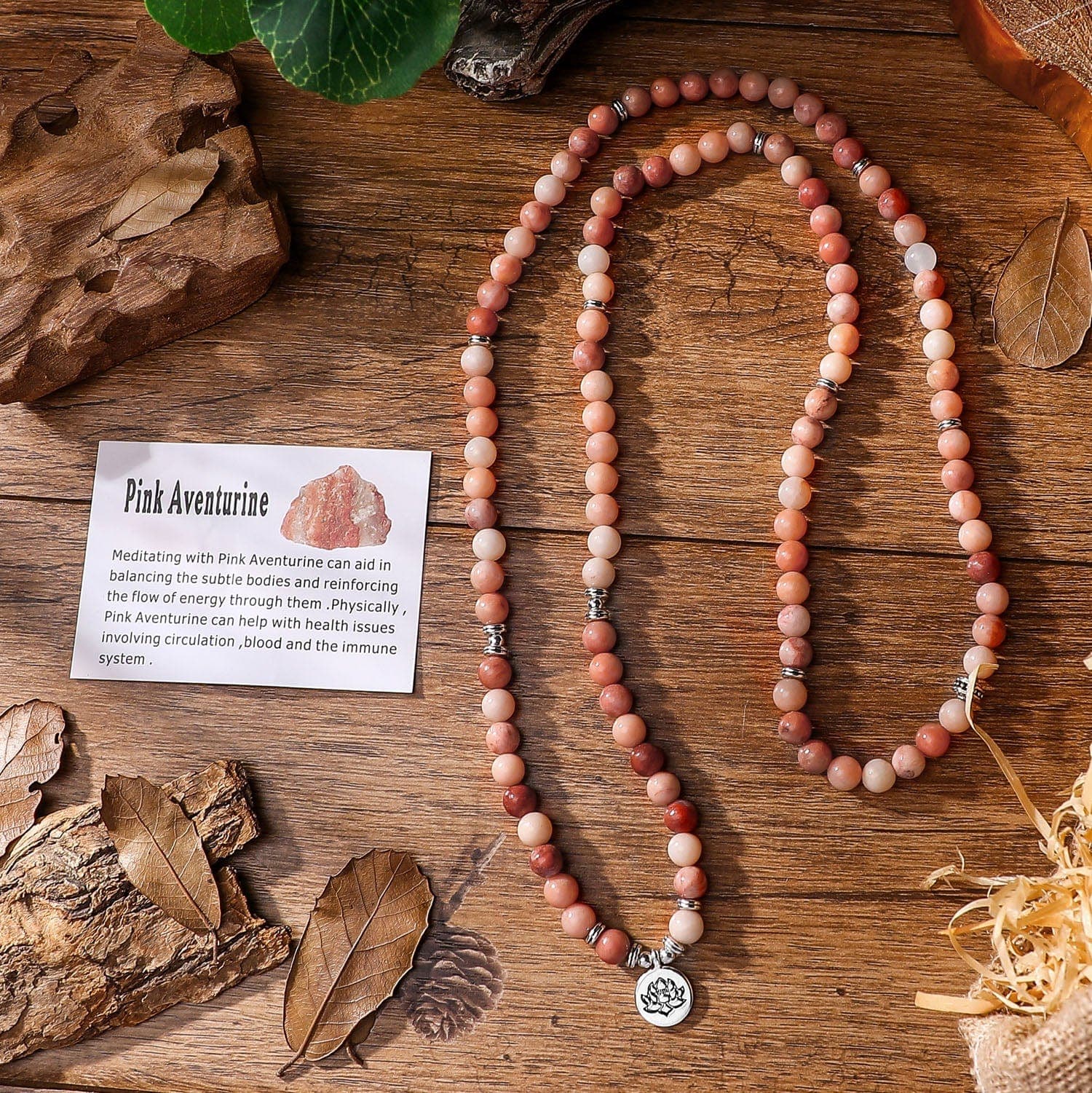 Buddhist Pink Aventurine 108 Mala Beads Buddhatrends