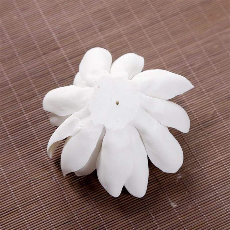 Ceramic White Lotus Incense Burner Buddhatrends