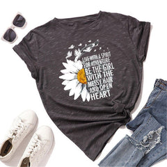 Daisy Printed O Neck Tee Buddhatrends