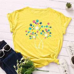 Paw Petals Dandelion Cotton T-Shirt Buddhatrends