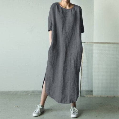 Alba Loose Cotton Linen Dress Buddhatrends