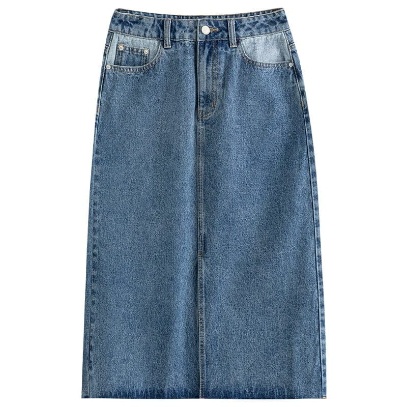 Holly Blue Denim Front Split Skirt Buddhatrends