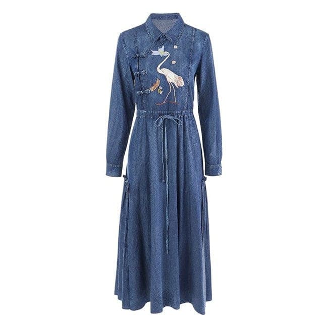 Haley Long Sleeve Denim Dress Buddhatrends