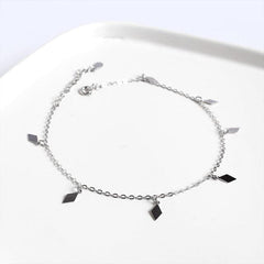 Diamond Shaped Pendants 925 Sterling Silver Anklet Buddhatrends