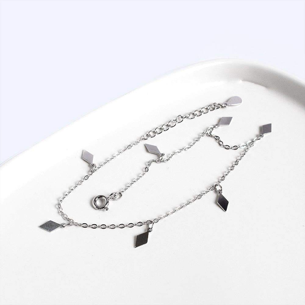 Diamond Shaped Pendants 925 Sterling Silver Anklet Buddhatrends