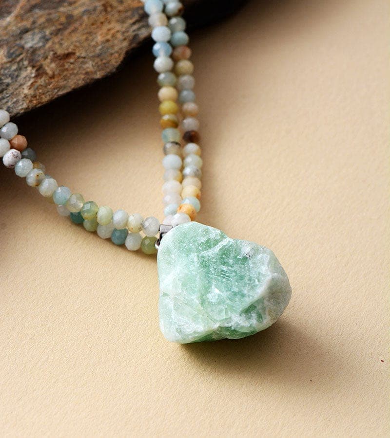 Double Layer Amazonite Pendant Necklace Buddhatrends