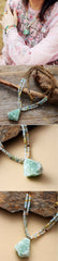 Double Layer Amazonite Pendant Necklace Buddhatrends