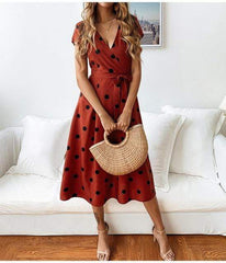 Erin Polka Dot Short Sleeve Dress Buddhatrends