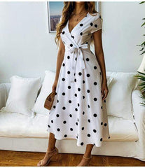 Erin Polka Dot Short Sleeve Dress Buddhatrends