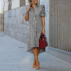 Casual Summer Striped Shirt Dress Buddhatrends