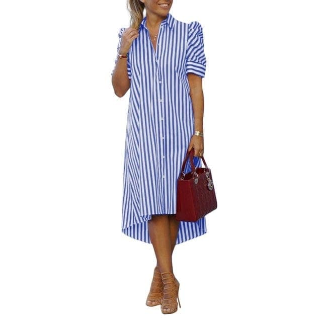 Casual Summer Striped Shirt Dress Buddhatrends