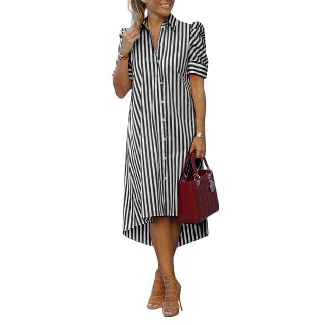 Casual Summer Striped Shirt Dress Buddhatrends