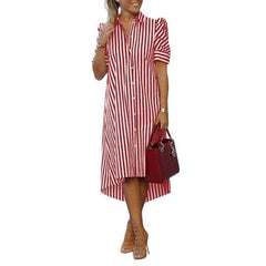 Casual Summer Striped Shirt Dress Buddhatrends