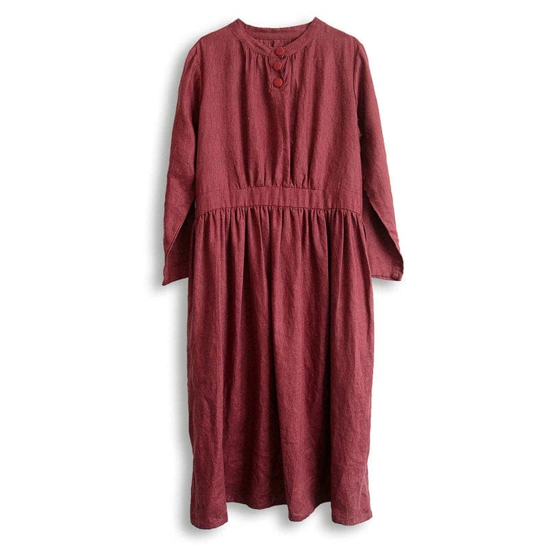 Loose Linen Chines Style Dress | Lotus Buddhatrends