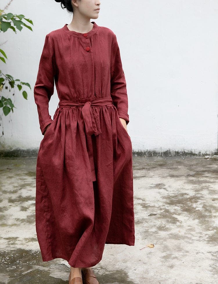 Loose Linen Chines Style Dress | Lotus Buddhatrends