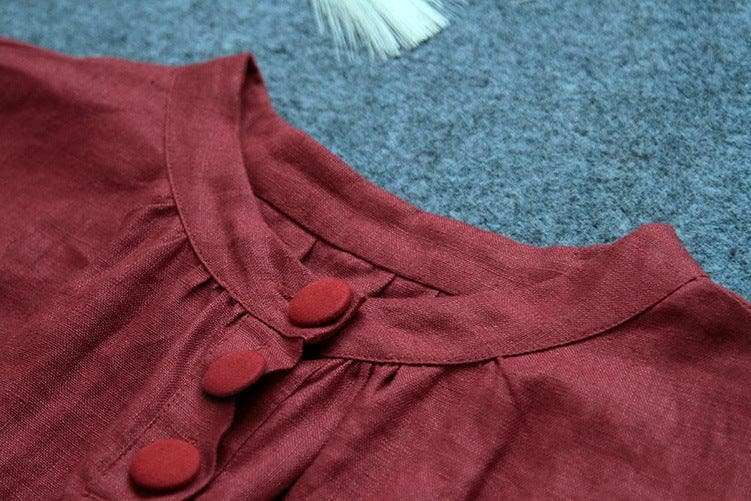 Loose Linen Chines Style Dress | Lotus Buddhatrends