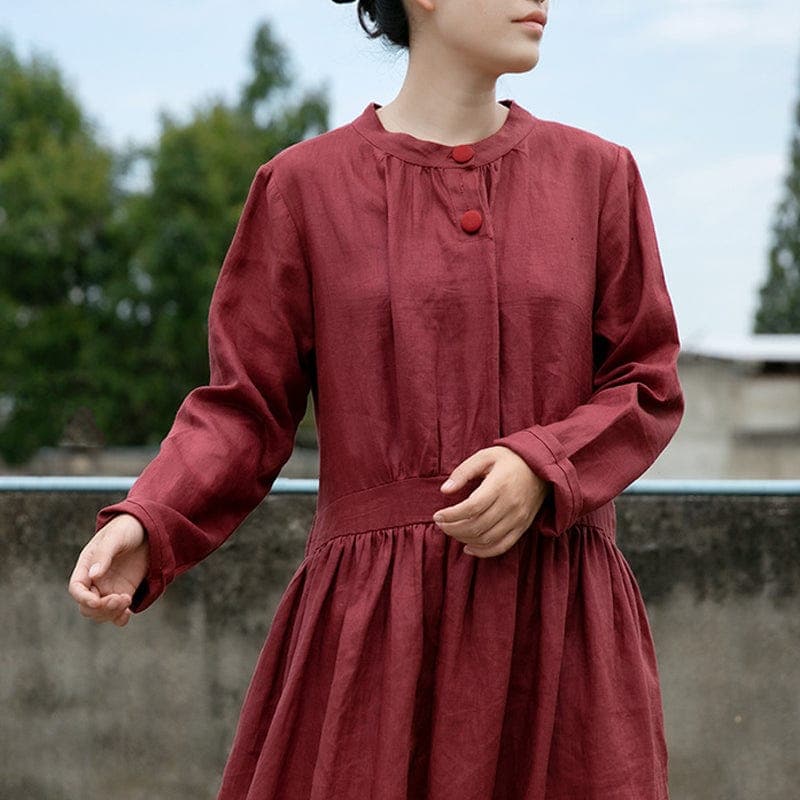 Loose Linen Chines Style Dress | Lotus Buddhatrends