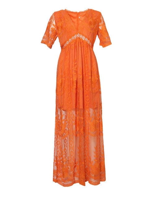 Boho Embroidered Lace Maxi Dress Buddhatrends