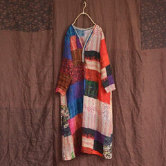 Patchwork V Neck Hippie Tunic Buddhatrends