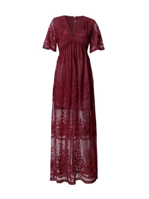 Boho Embroidered Lace Maxi Dress Buddhatrends