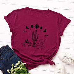 Moon Phases Loose Cotton T-Shirt Buddhatrends