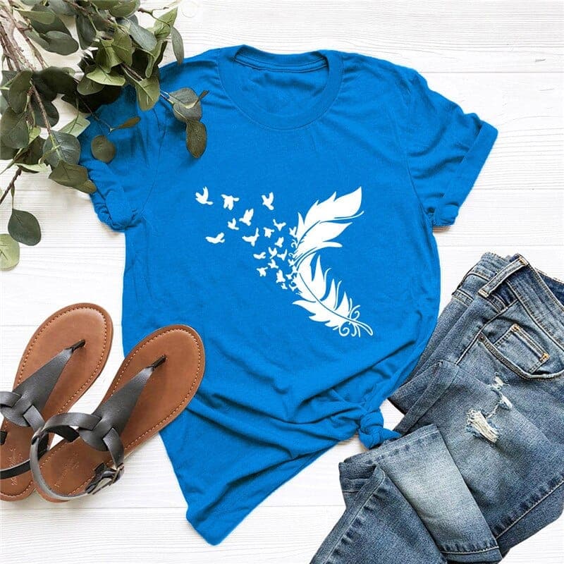 Feather & Birds O-Neck Tee Buddhatrends