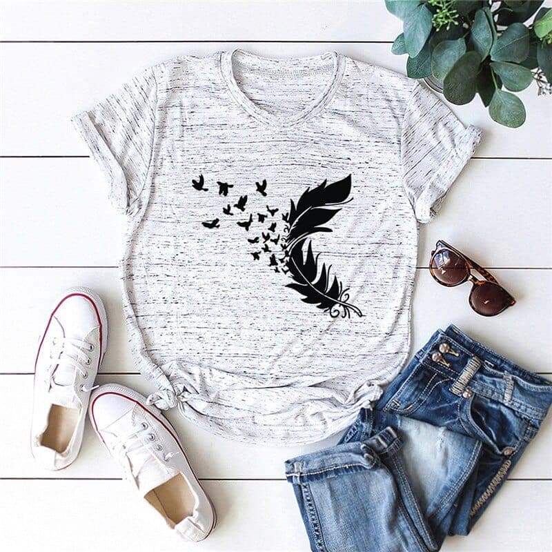 Feather & Birds O-Neck Tee Buddhatrends