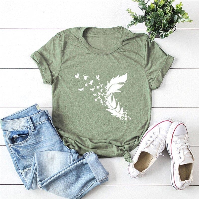 Feather & Birds O-Neck Tee Buddhatrends