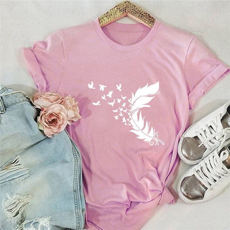 Feather & Birds O-Neck Tee Buddhatrends